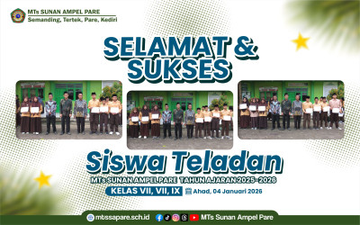 Penghargaan Siswa Teladan MTs Sunan Ampel Pare Tahun Ajaran 2025/2026